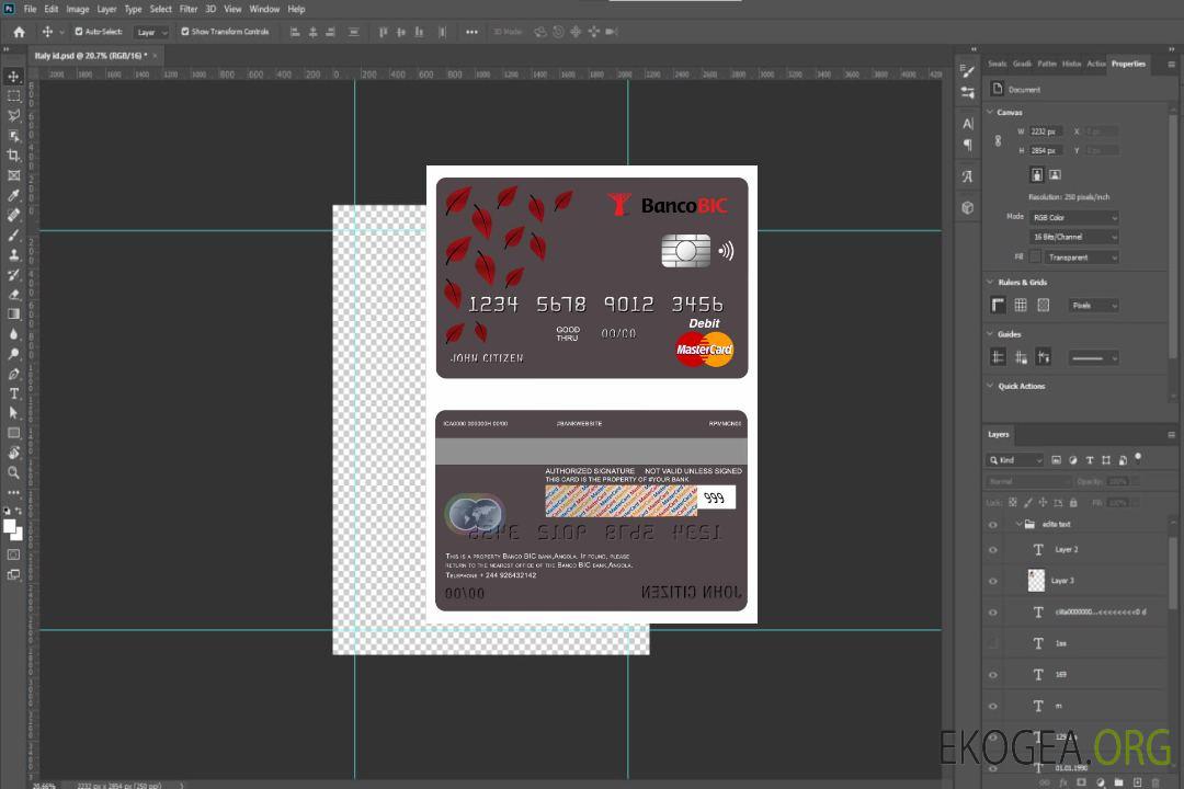 Carte de débit mastercard de la banque Angola Banco BIC template
